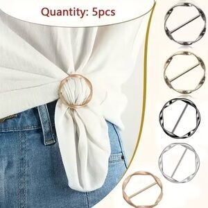 5-Piece Metal Scarf Ring Set | Scarf Clips | Shirt & Waist Cinchers